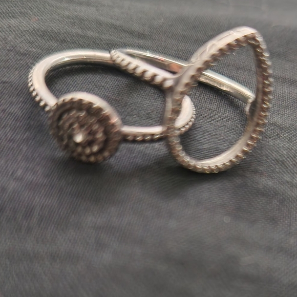 @waveyfashion Vintage Pandora teardrop wedding ring set size 6 - Picture 5 of 5